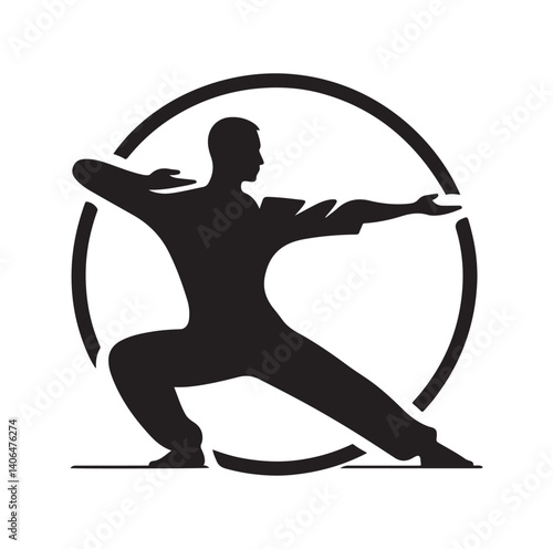 Tai Chi pose silhouette vector illustration