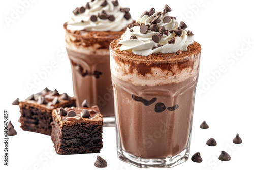 Decadent Chocolate Shakes Whipped Cream Brownie Delight