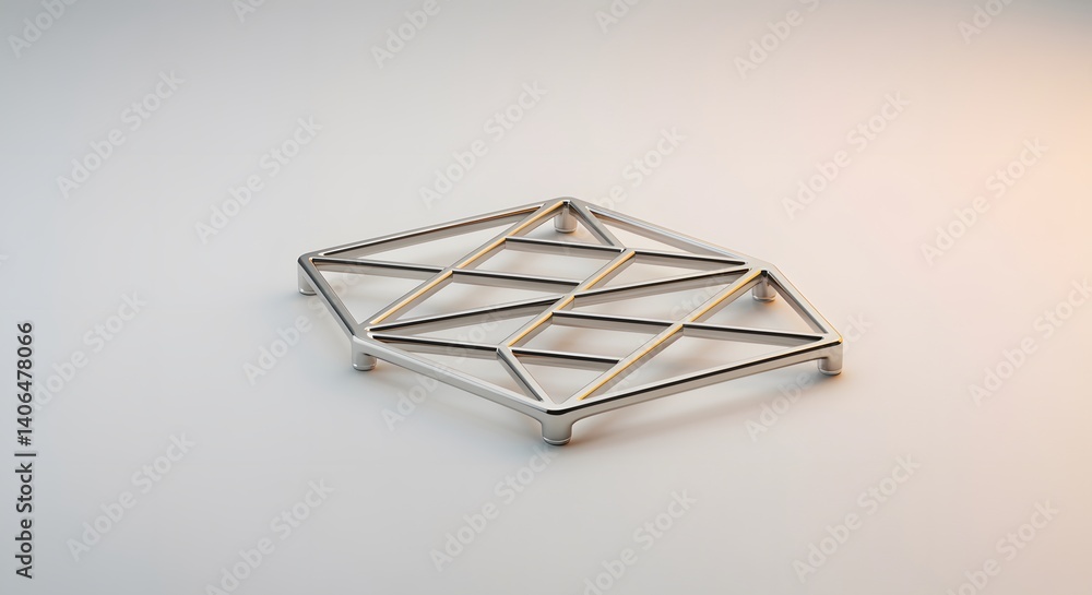 Fototapeta premium Geometric Silver Hot Pad with Minimalist Triangular Design