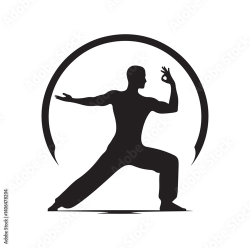 Tai Chi pose silhouette vector illustration