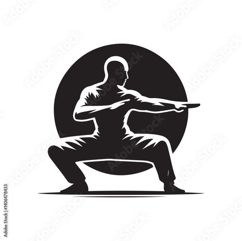 Tai Chi pose silhouette vector illustration