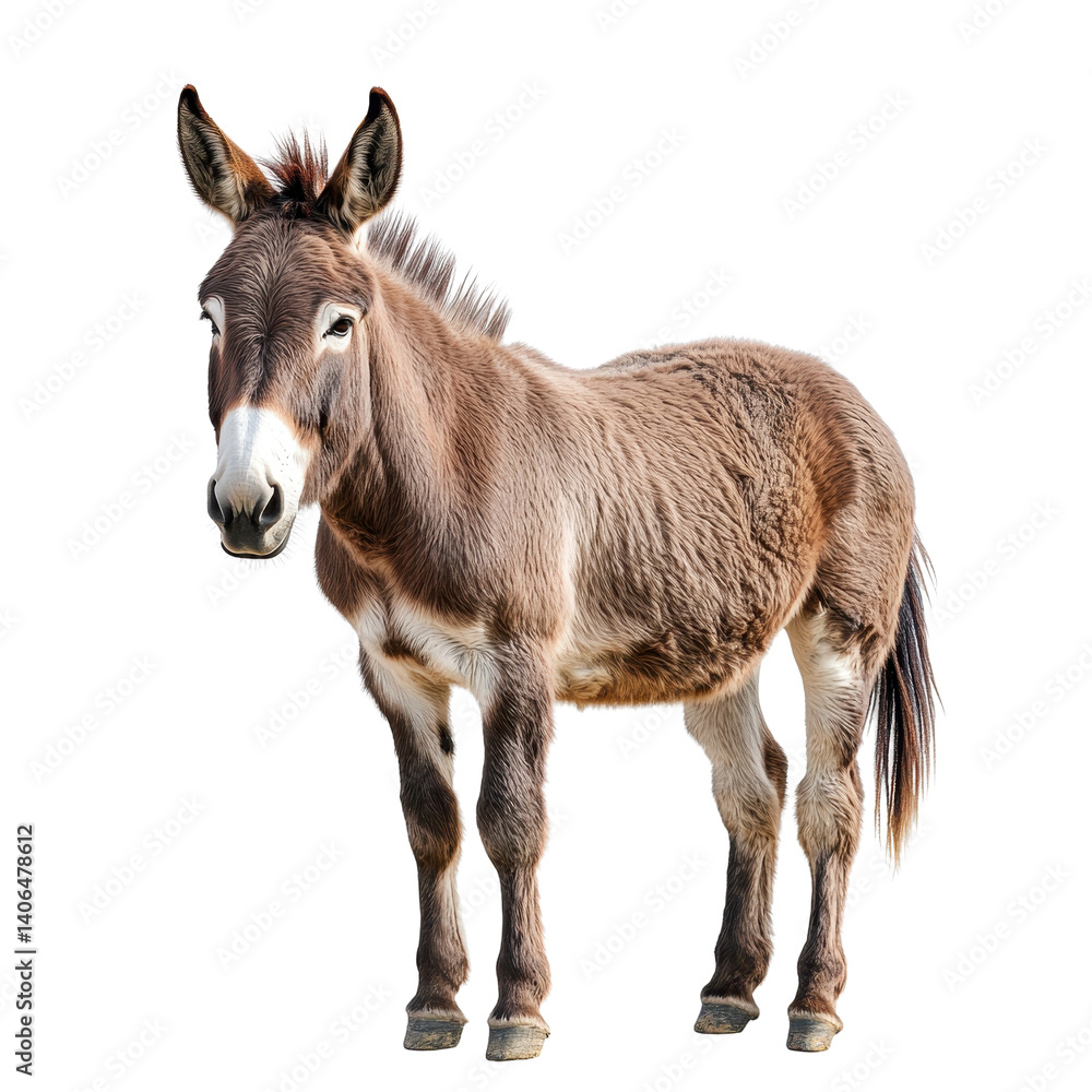 Fototapeta premium Donkey isolated on white transparent background