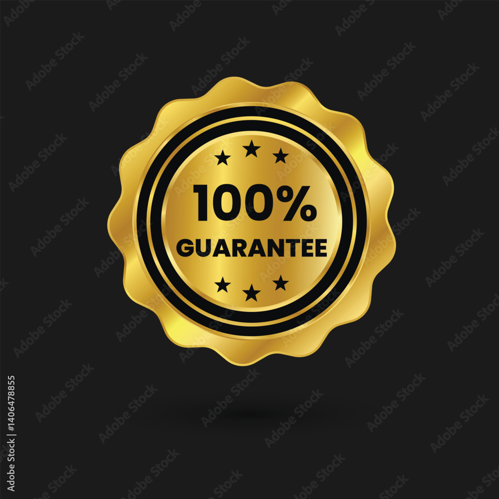 Naklejka premium hundred percent guaranteedk, golden seal