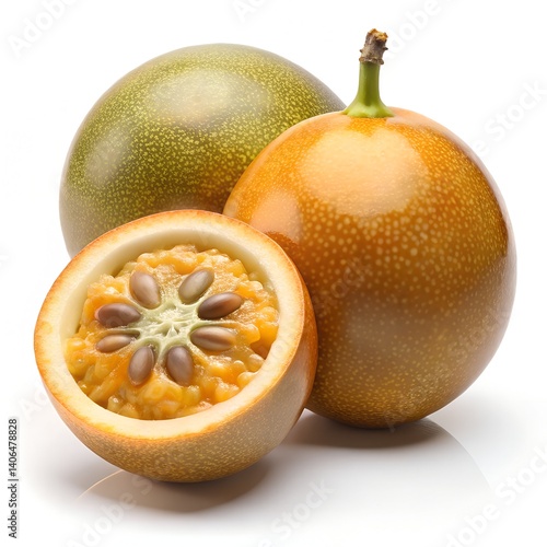 Monk fruit, ultra-realistic, high detail, high resolution, isolated on pure white background