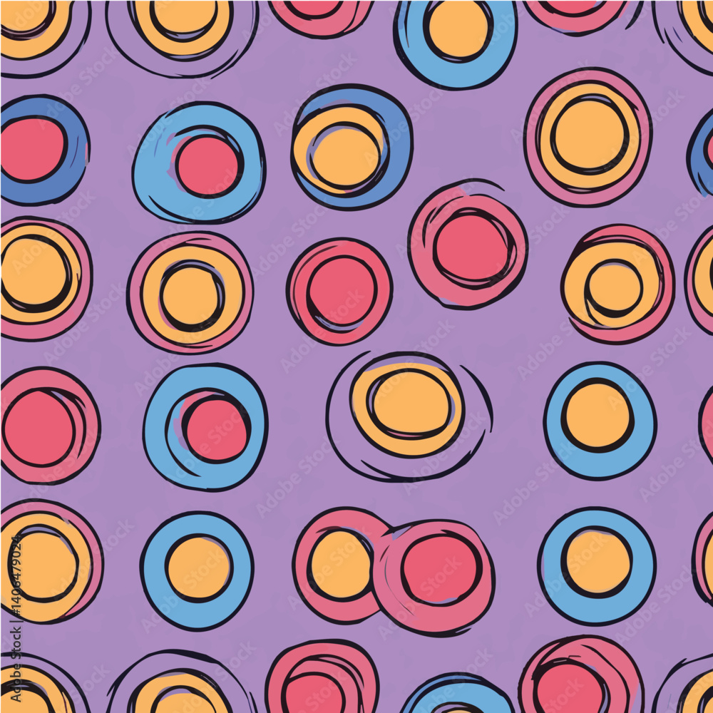 Circles shapes seamless pattern. in retro 80s, 90s style Circles shapes seamless pattern. in retro 80s, 90s style