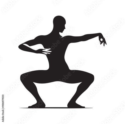 Tai Chi pose silhouette vector illustration