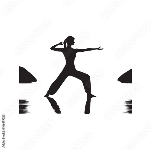Tai Chi pose silhouette vector illustration