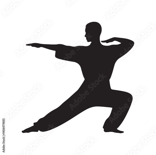Tai Chi pose silhouette vector illustration