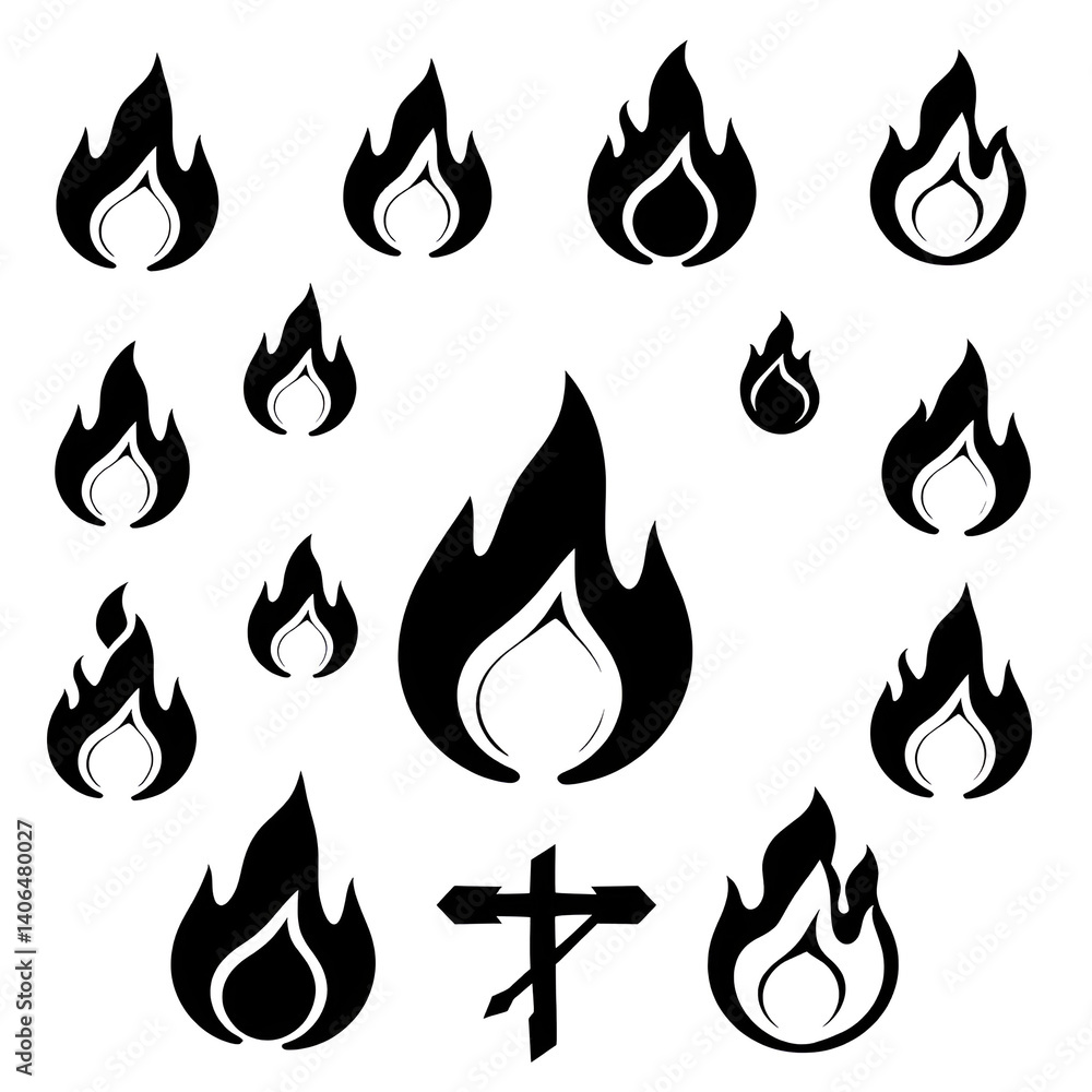 Heat icons set in black colors on white background Heat icons set in black colors on white background