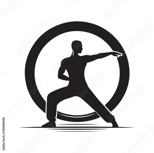 Tai Chi pose silhouette vector illustration