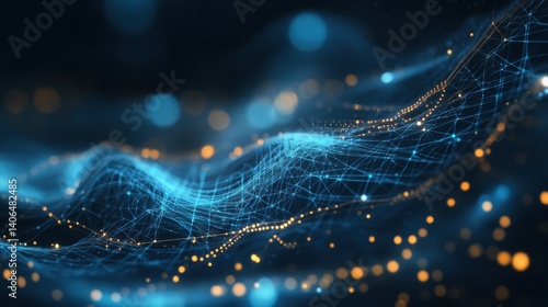 A captivating digital abstraction featuring flowing lines and glowing nodes, symbolizing connectivity and technology.