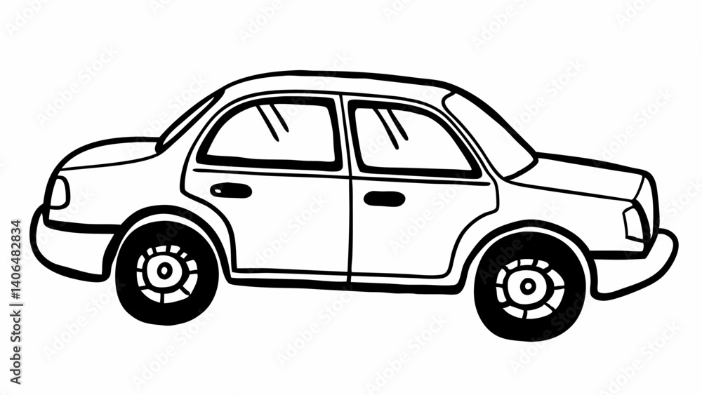 Simple Line Drawing of a Sedan Car Perfect for Coloring Pages and Kids Activities Simple Line Drawing of a Sedan Car Perfect for Coloring Pages and Kids Activities