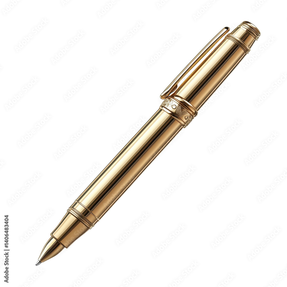 Elegant golden pen with transparent background Elegant golden pen with transparent background