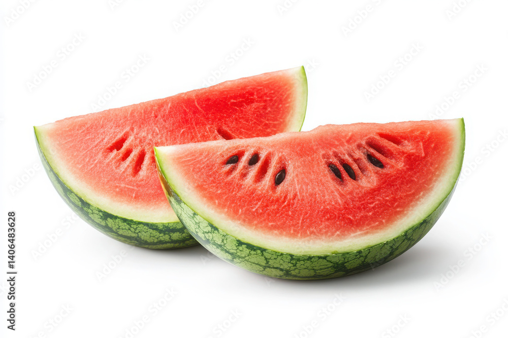 Fresh watermelon slices displaying juicy red fruit and seeds. Fresh watermelon slices displaying juicy red fruit and seeds.