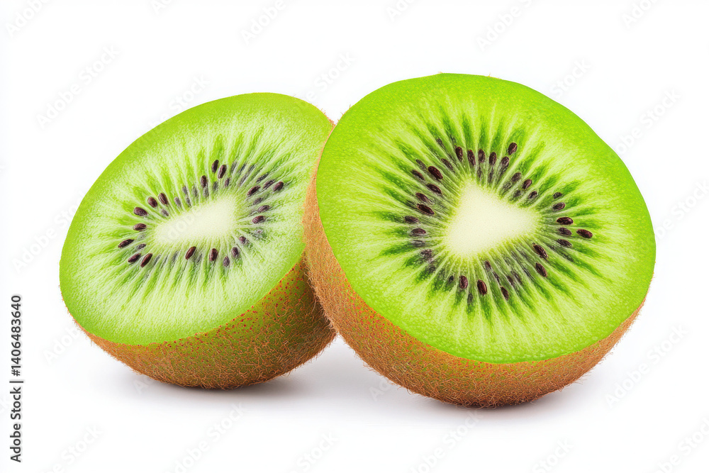 Freshly sliced kiwi showcasing vibrant green flesh and seeds. Freshly sliced kiwi showcasing vibrant green flesh and seeds.