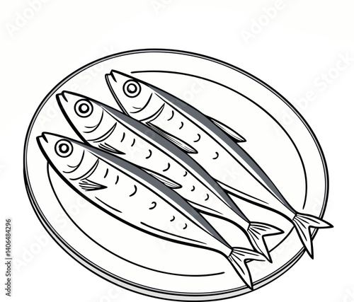 Anchovies in a Plate Vector Illustration for Seafood Lovers