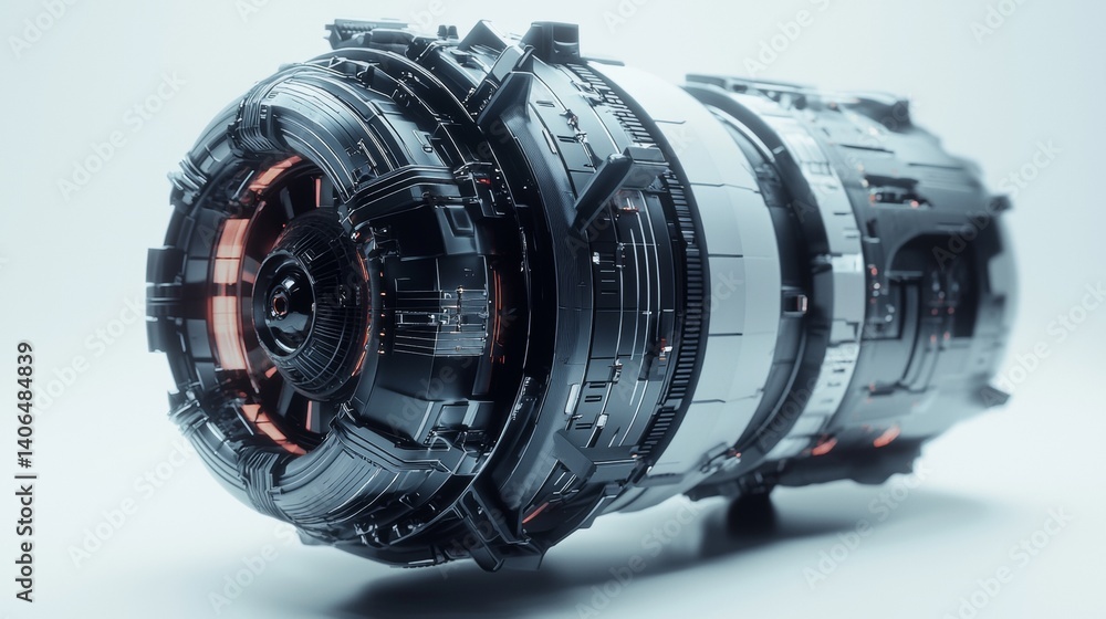 Futuristic tech device featuring intricate design and glowing elements in a minimalistic setting Futuristic tech device featuring intricate design and glowing elements in a minimalistic setting