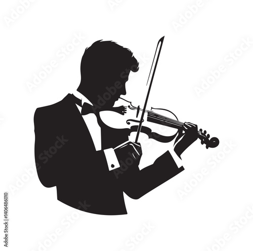 Violinist silhouette vector illustration
