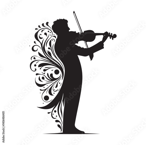 Violinist silhouette vector illustration
