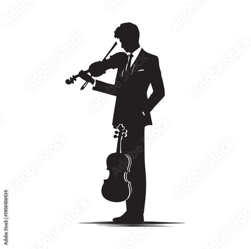 Violinist silhouette vector illustration