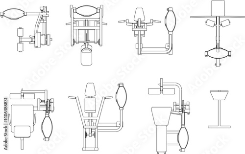 silhouette design vector illustration sketch image of fitness equipment for exercising in the gym sport center