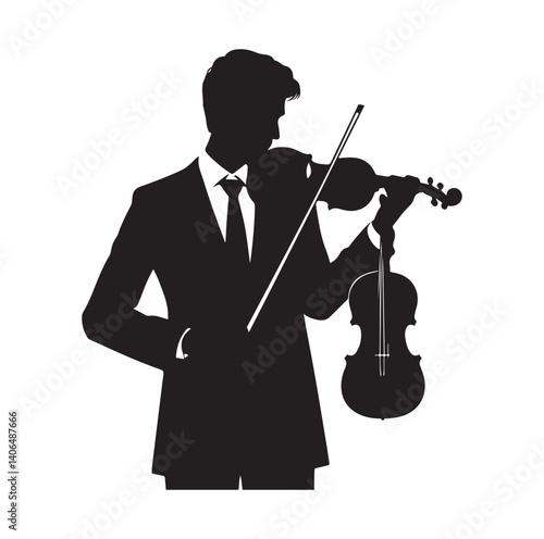 Violinist silhouette vector illustration