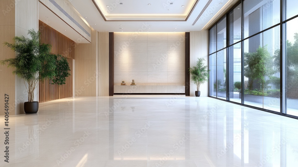 Fototapeta premium Modern, spacious lobby with natural light