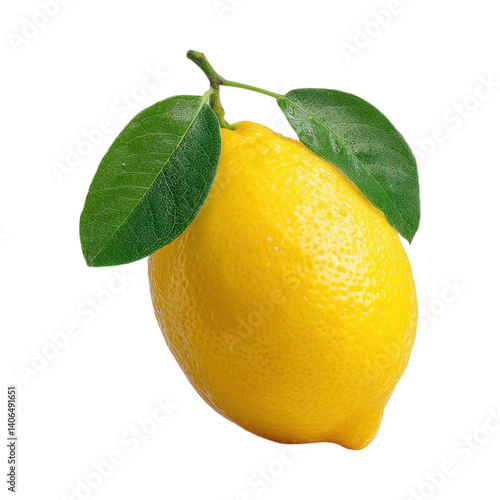Fresh lemon whole fruit with leaf isolated background