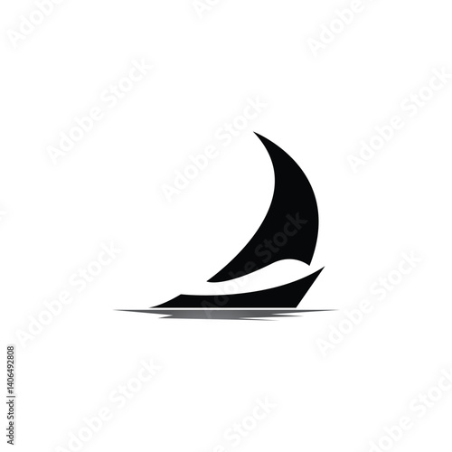 Silhouette of Dhow logo design  Traditional Sailboat