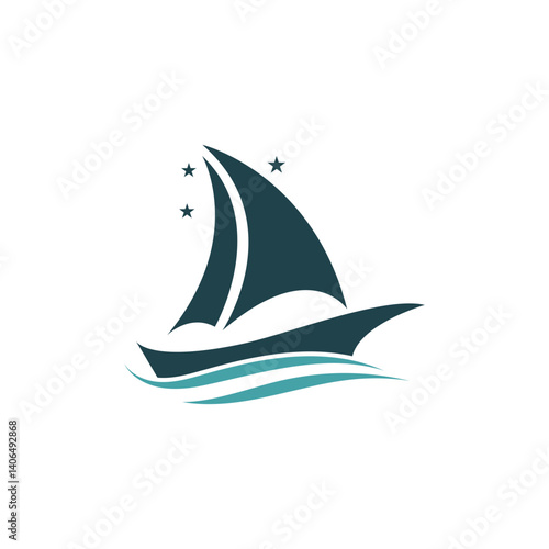 Silhouette of Dhow logo design  Traditional Sailboat