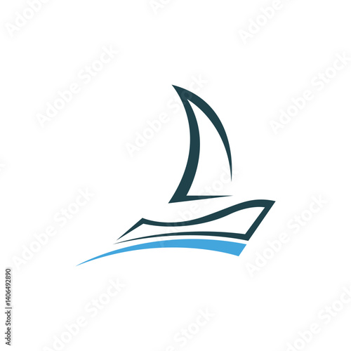 Silhouette of Dhow logo design  Traditional Sailboat