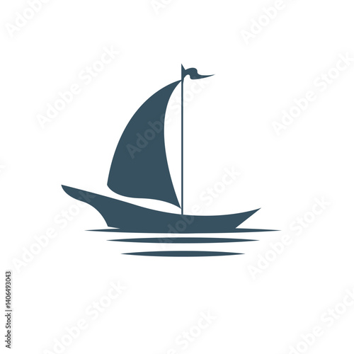 Silhouette of Dhow logo design  Traditional Sailboat
