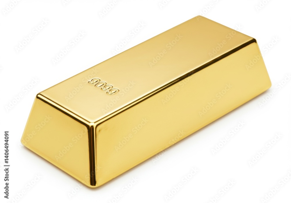 A single gold bar with the number engraved on it placed on an isolated white background close up shot A single gold bar with the number engraved on it placed on an isolated white background close up shot