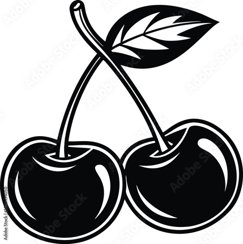 2 cherry vector illhouette