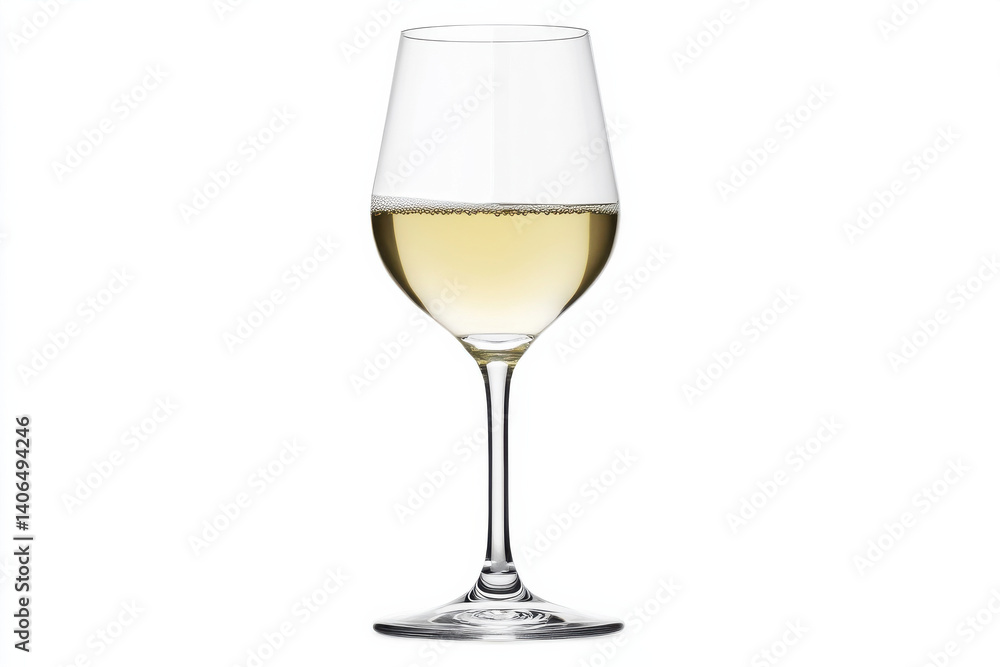 A glass of white wine isolated on white background