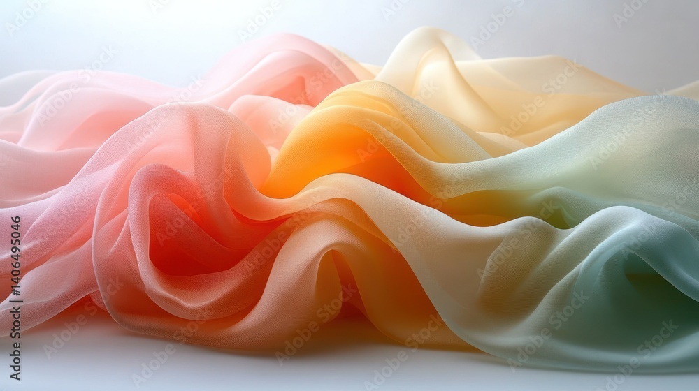 Soft, flowing fabric with a rainbow gradient Soft, flowing fabric with a rainbow gradient