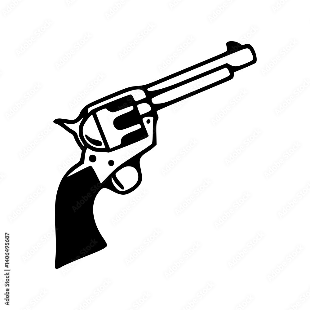 classic western revolver vector illustration classic western revolver vector illustration