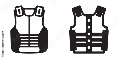 Set of bulletproof vest silhouette vector illustrations on a white background