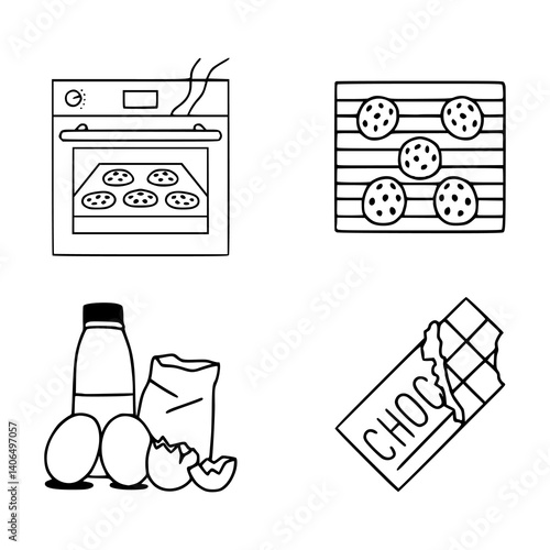 baking process line art set
