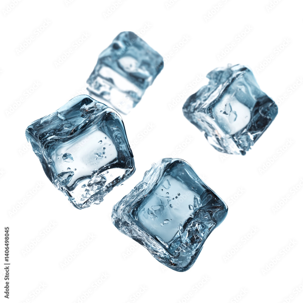 Obraz premium Four flying ice cubes cut out