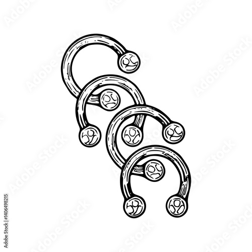 set of horseshoe piercings vector illustration