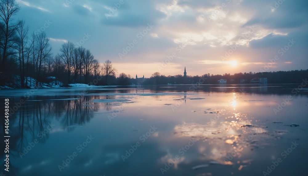 Tranquil Lakeside Sunset: A serene view of a calm lake reflecting the colors of a beautiful sunset, with soft hues of blue and orange painting the sky. Tranquil Lakeside Sunset: A serene view of a calm lake reflecting the colors of a beautiful sunset, with soft hues of blue and orange painting the sky.
