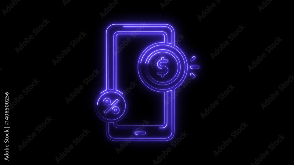 Glowing neon online earning icon 4k isolated on black background. HD Video motion graphic animation Glowing neon online earning icon 4k isolated on black background. HD Video motion graphic animation