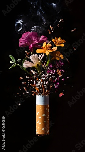 Exploding Flowers and Smoke, Cigarette Destruction