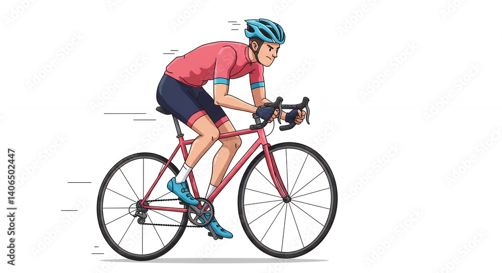 Fototapeta premium Person cycling illustration fitness active leisure graphic design