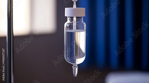 Wallpaper Mural A clear IV drip bag hangs in a medical setting, backlit in a hospital room Torontodigital.ca