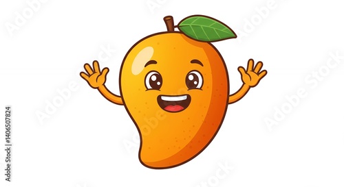 Cute cartoon mango illustration for commercial use