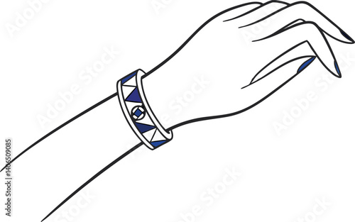 Beautiful Bracelet Line Drawing Vector Illustration