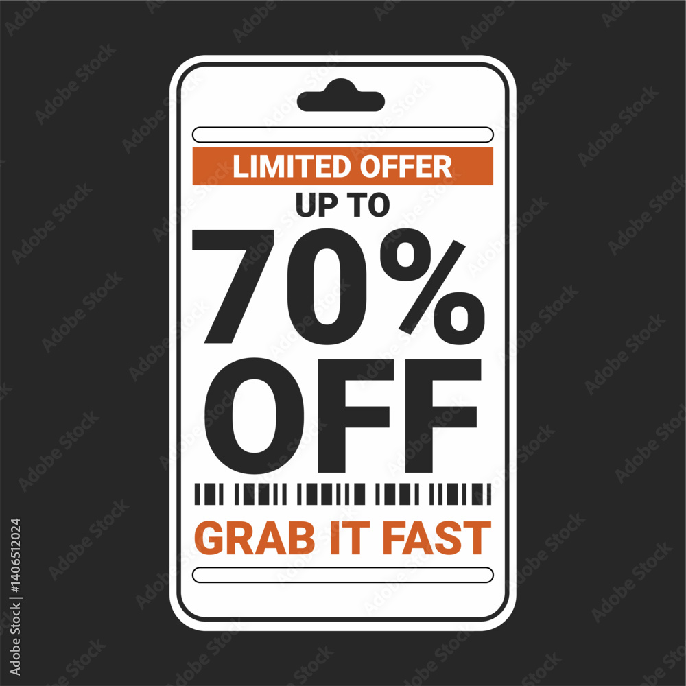 Fototapeta premium Modern Limited Offer Price Tag with 70% Discount