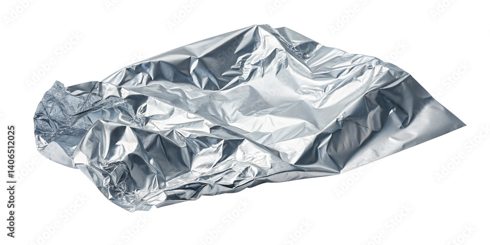 Obraz premium Crumpled Aluminum Foil Texture Isolated on Transparent Background – High-Resolution Wrinkled Metal SheetRealistic Crumpled Tin Foil Isolated PNG – Metallic Wrinkle Texture for Design and Mockups